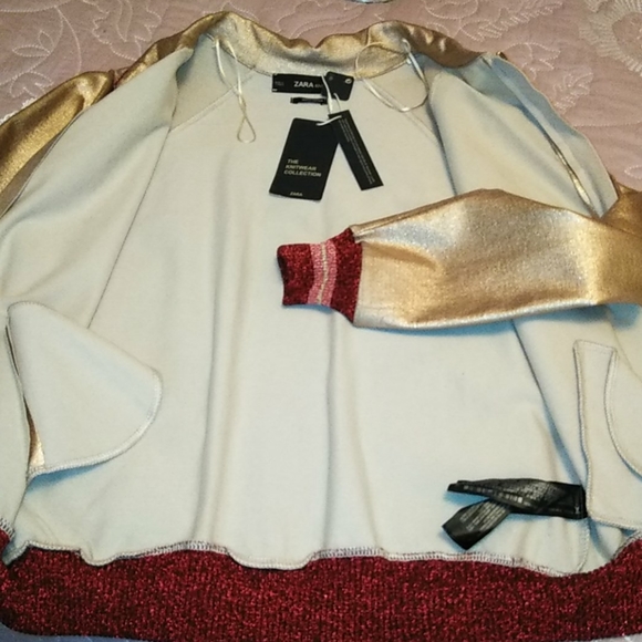 Gold Metallic 💙 Zara Bomber Jacket 💜 - Picture 8 of 10